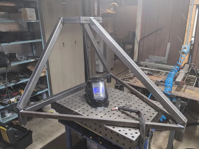 the steel frame welded together