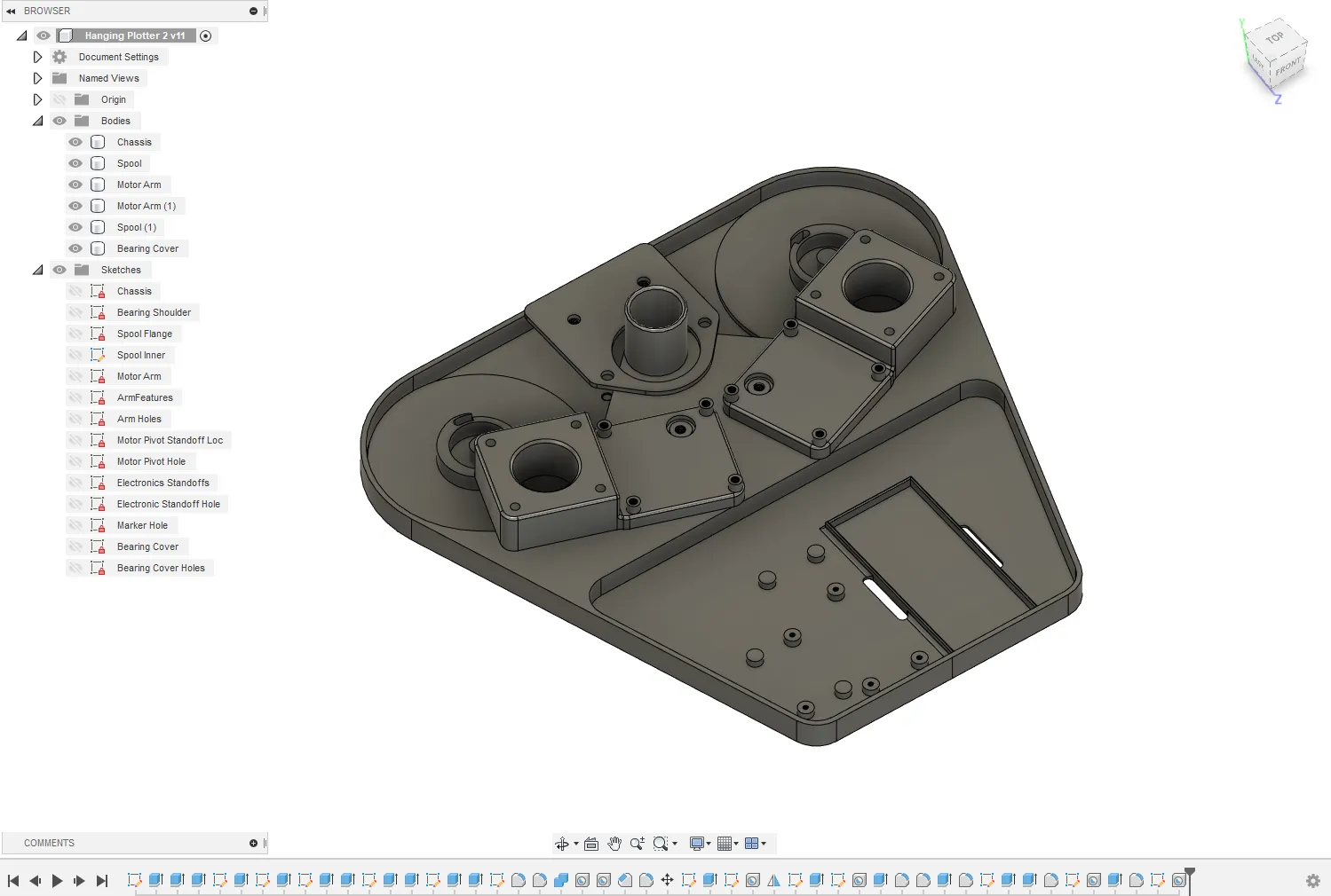 All pre-electronics refinements taken into account A CAD model of refinements discovered in the first round of prints