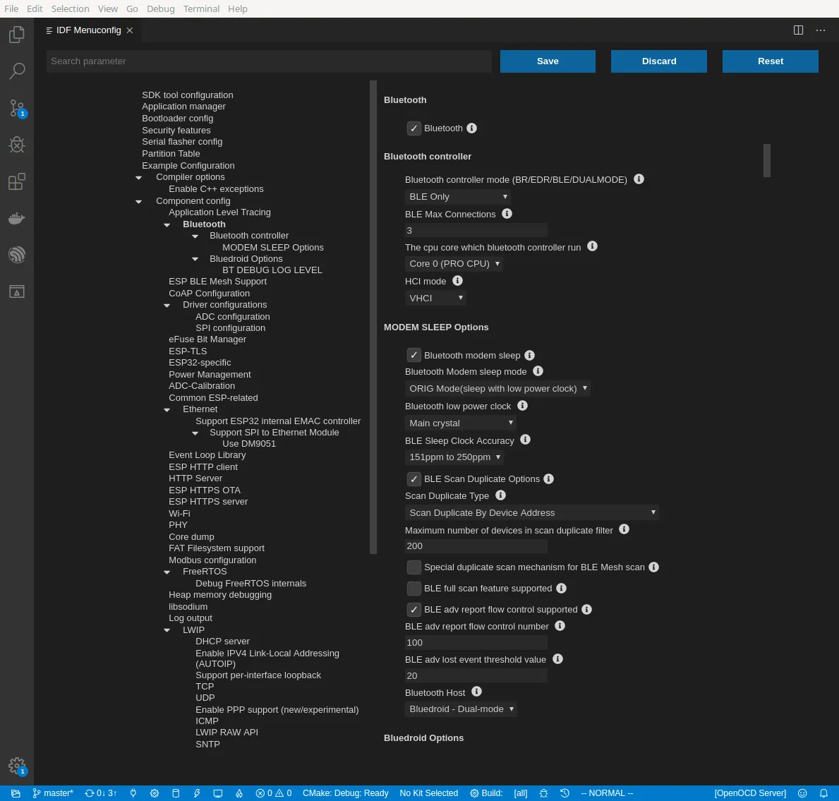 Not much different from the terminal, much more discoverable than looking up all of the options a gui menu showing esp-idf configuration options