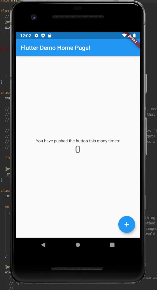 Never have I been so happy to see a demo application flutter hello world application running on an emulator