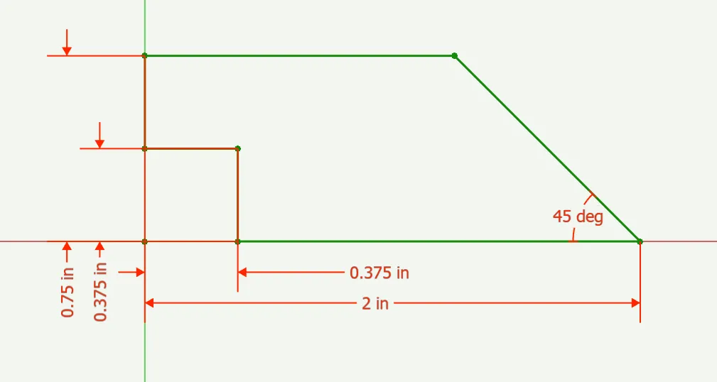 CAD Drawing of dimensioned cross section