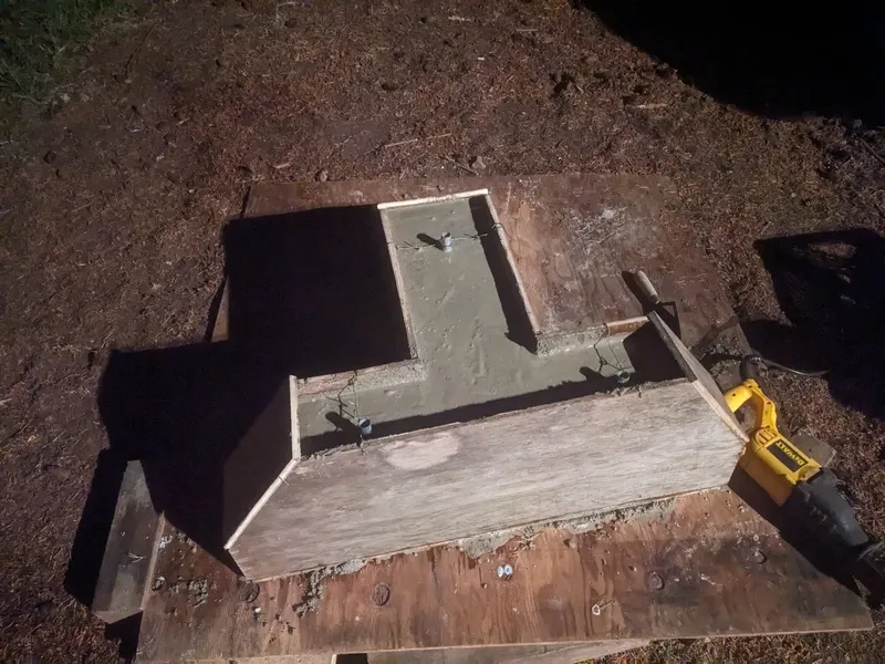 concrete inside the form