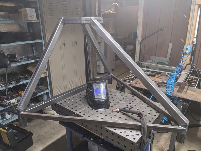 the steel frame welded together