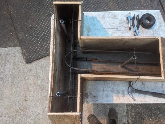 rebar inside the frame
