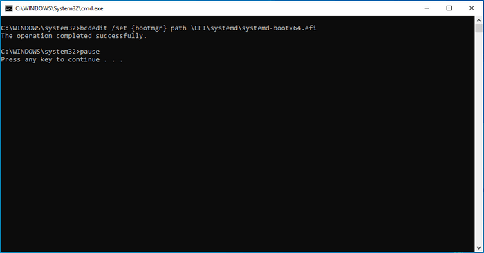 cmd showing the above command