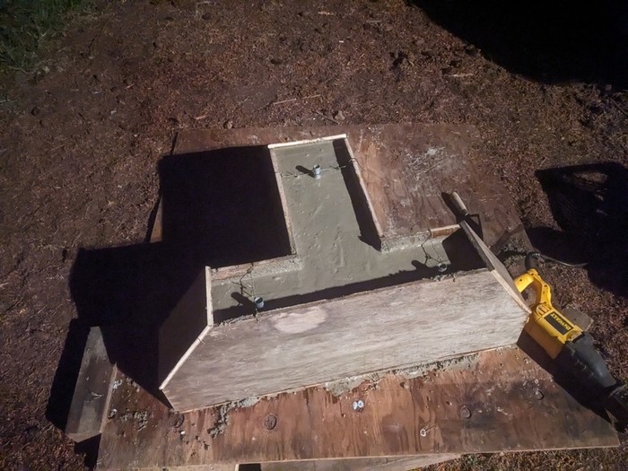 concrete inside the form