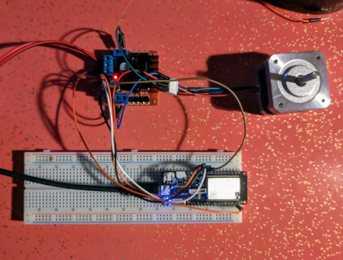 a breadboarded stepper