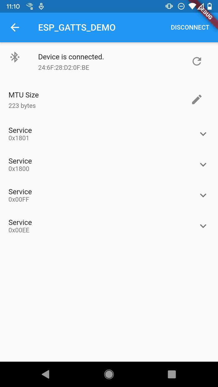the gatts demo connected on android